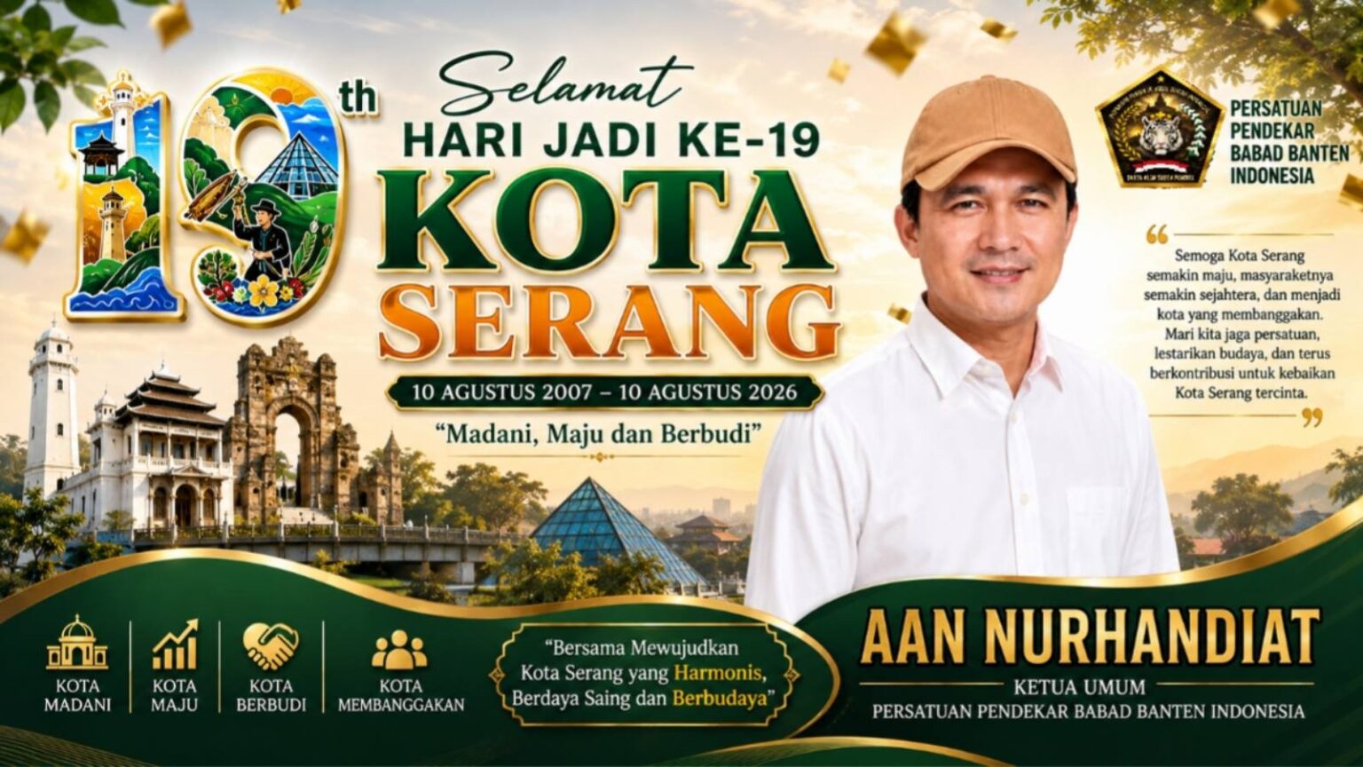 Aan Nurhandiat: HUT ke-19 Kota Serang, Momentum Memperkuat Persatuan dan Kebanggaan Daerah
